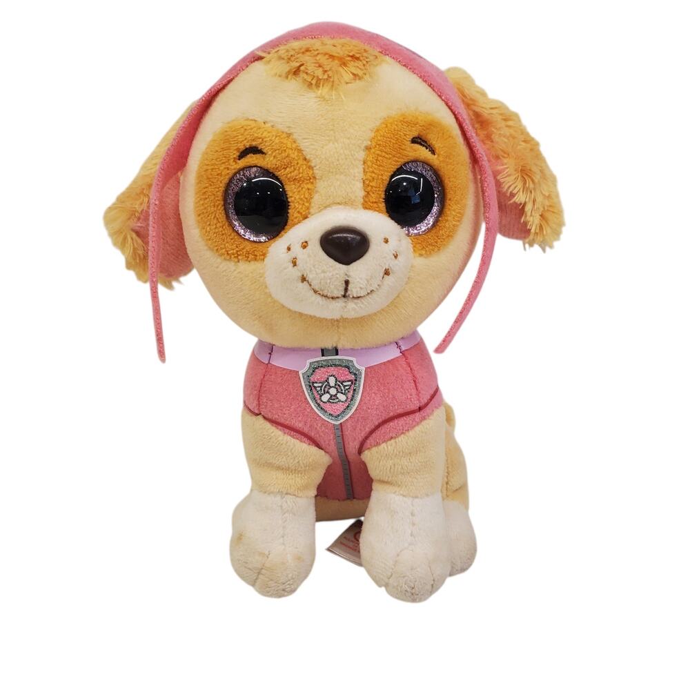 Paw Patrol Skye TY Beanie Boos Dog Plush Pink Glitter Eyes 7"